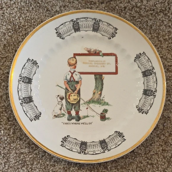 Vintage Porcelain Advertising Plate with Gold Trim - 1930 - Picture 3 of 9